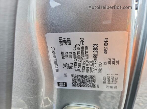 1GCPTEEK0R1128808 2024 CHEVROLET COLORADO Gray ძრავის განყოფილების ხედი