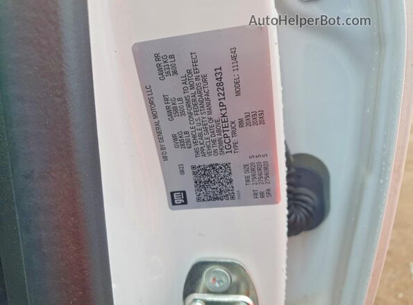 1GCPTEEK1P1228431 2023 CHEVROLET COLORADO White Vista del compartimento del motor