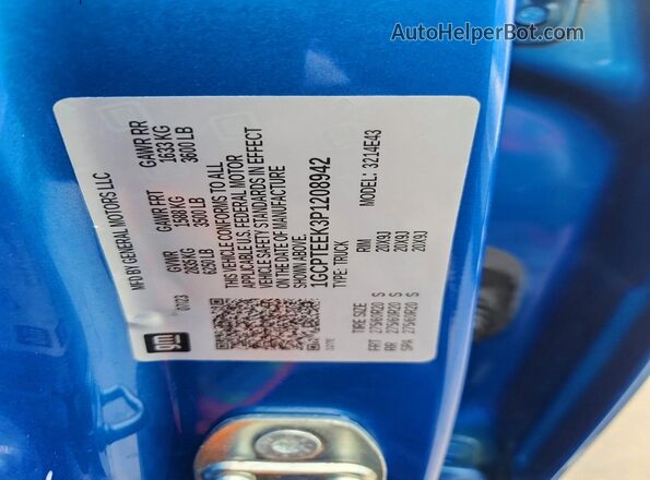 1GCPTEEK3P1208942 2023 CHEVROLET COLORADO Blue Շարժիչի բաժամունքի տեսք