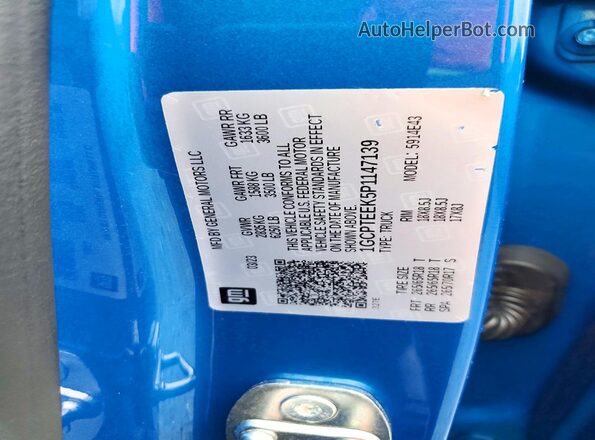 1GCPTEEK5P1147139 2023 CHEVROLET COLORADO Blue Widok komory silnika