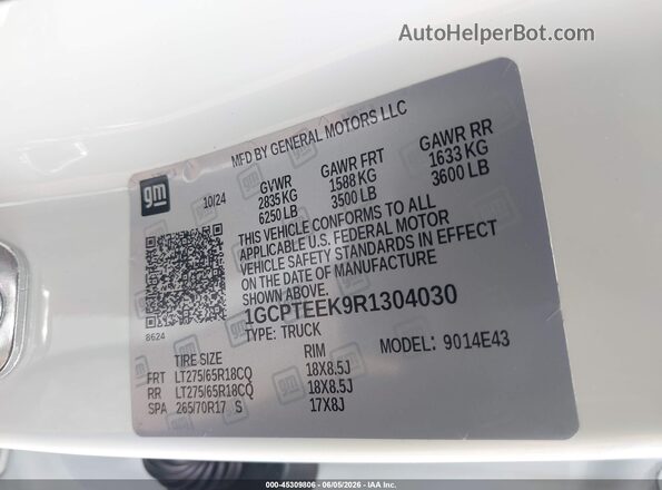 1GCPTEEK9R1304030 2024 CHEVROLET COLORADO Белый Вид подкапотного пространства