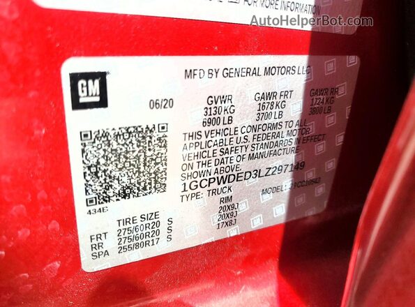 1GCPWDED3LZ297149 2020 CHEVROLET SILVERADO Red Вид підкапотного простору