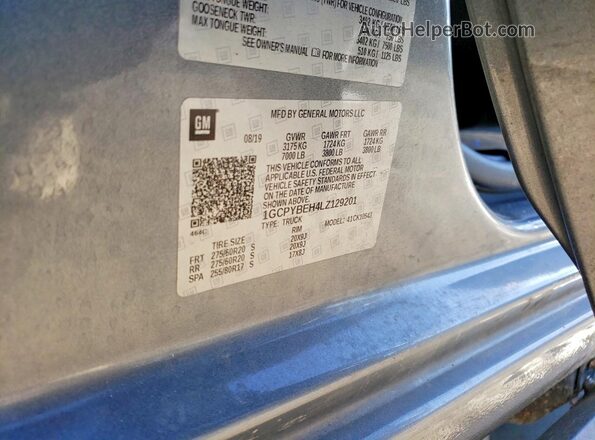 1GCPYBEH4LZ129201 2020 CHEVROLET SILVERADO Gray Vista de la etiqueta del VIN