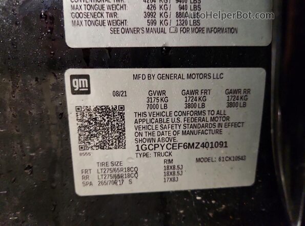 1GCPYCEF6MZ401091 2021 CHEVROLET SILVERADO Black 