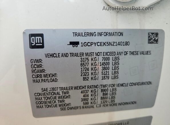 1GCPYCEK5NZ140180 2022 CHEVROLET SILVERADO White 