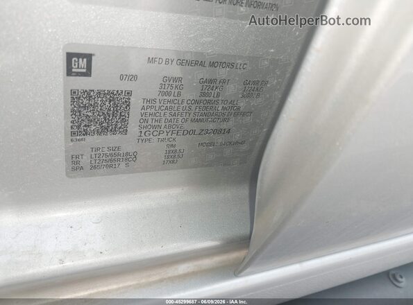 1GCPYFED0LZ320814 2020 CHEVROLET SILVERADO Silver Widok komory silnika