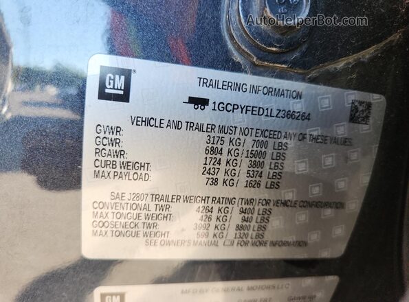 1GCPYFED1LZ366264 2020 CHEVROLET SILVERADO Charcoal 