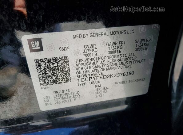 1GCPYFED3KZ376180 2019 CHEVROLET SILVERADO Черный Вид подкапотного пространства