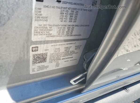 1GCPYFEL4MZ430564 2021 CHEVROLET SILVERADO Gray Widok komory silnika