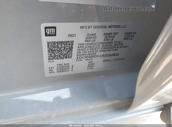 1GCRABEK1RZ152811 2024 CHEVROLET SILVERADO Gray ძრავის განყოფილების ხედი