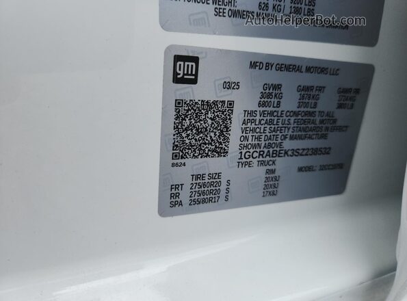 1GCRABEK3SZ238532 2025 CHEVROLET SILVERADO White 