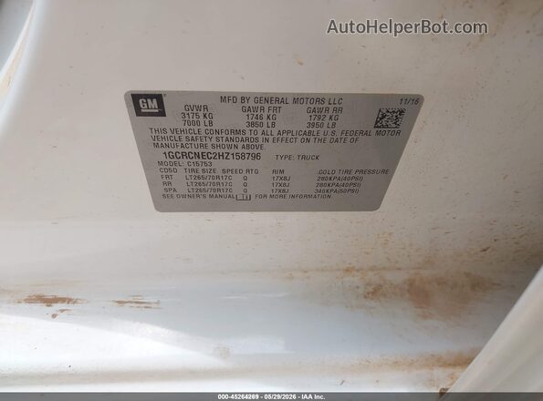 1GCRCNEC2HZ158796 2017 CHEVROLET SILVERADO White Widok komory silnika
