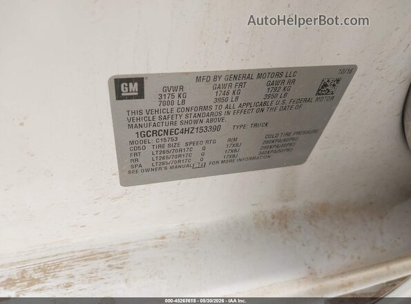 1GCRCNEC4HZ153390 2017 CHEVROLET SILVERADO White Engine compartment view