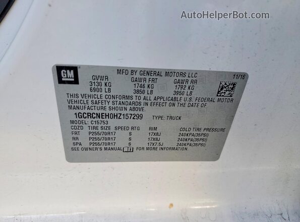 1GCRCNEH0HZ157299 2017 CHEVROLET SILVERADO White 