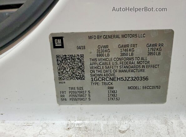 1GCRCNEH5JZ320356 2018 CHEVROLET SILVERADO Белый Вид подкапотного пространства