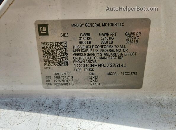 1GCRCNEH9JZ325141 2018 CHEVROLET SILVERADO White 