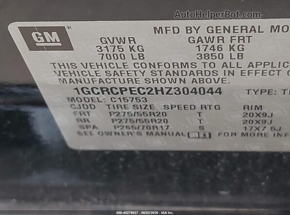 1GCRCPEC2HZ304044 2017 CHEVROLET SILVERADO Black 