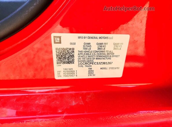 1GCRCPEC3JZ381267 2018 CHEVROLET SILVERADO Красный 