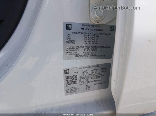 1GCRYAEF8MZ354594 2021 CHEVROLET SILVERADO White Vista del compartimento del motor