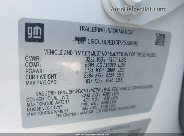 1GCUDDED0PZ244990 2023 CHEVROLET SILVERADO White 
