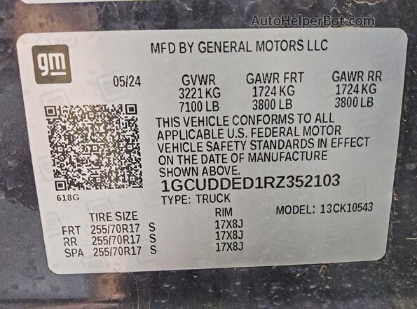 1GCUDDED1RZ352103 2024 CHEVROLET SILVERADO Black Engine compartment view