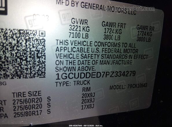 1GCUDDED7PZ334279 2023 CHEVROLET SILVERADO Gray Widok komory silnika