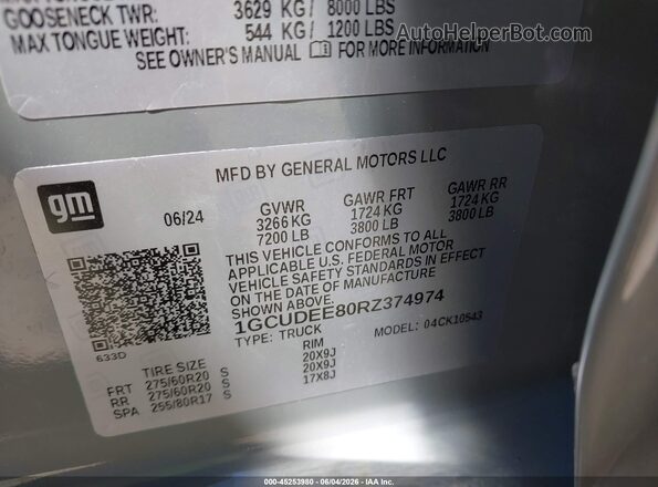 1GCUDEE80RZ374974 2024 CHEVROLET SILVERADO Gray Вид підкапотного простору