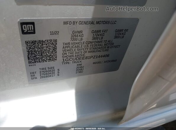 1GCUDEE81PZ144406 2023 CHEVROLET SILVERADO White ძრავის განყოფილების ხედი
