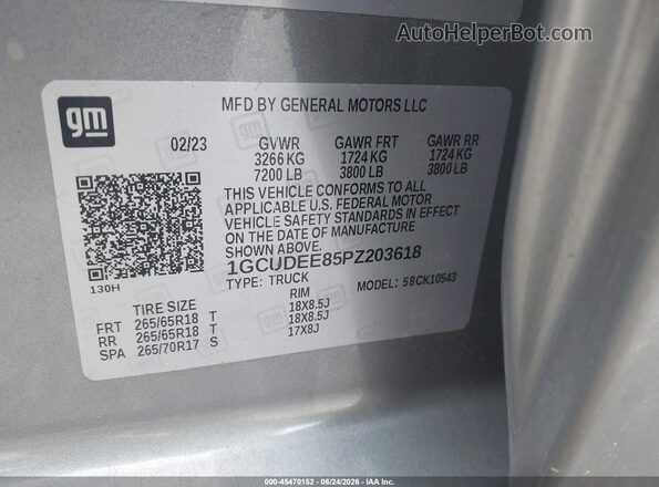 1GCUDEE85PZ203618 2023 CHEVROLET SILVERADO Gray Вид підкапотного простору