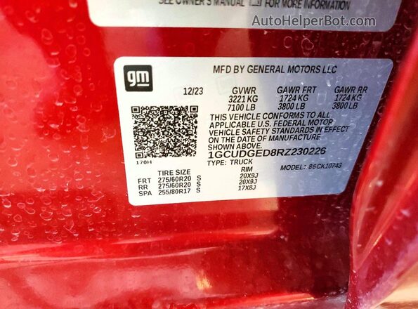 1GCUDGED8RZ230226 2024 CHEVROLET SILVERADO Red Widok komory silnika
