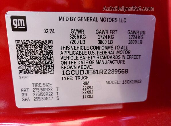 1GCUDJE81RZ289568 2024 CHEVROLET SILVERADO Red Вид підкапотного простору