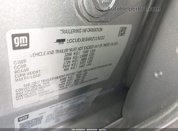 1GCUDJE84RZ119222 2024 CHEVROLET SILVERADO Серебряный Вид подкапотного пространства