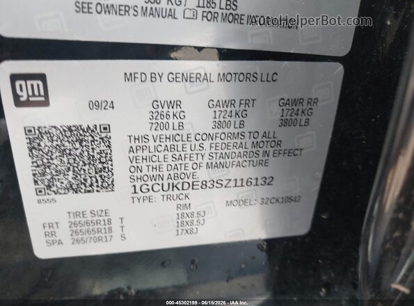1GCUKDE83SZ116132 2025 CHEVROLET SILVERADO Черный Вид подкапотного пространства