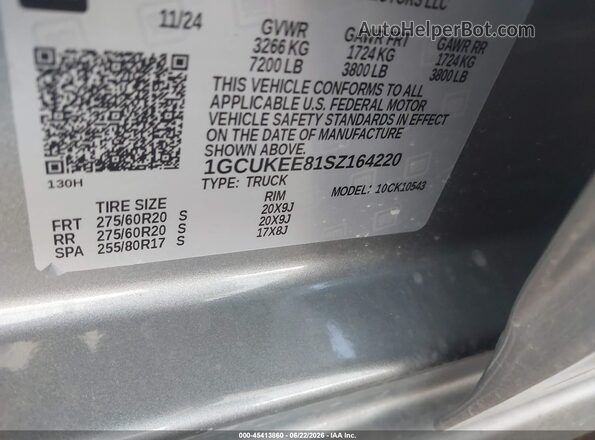 1GCUKEE81SZ164220 2025 CHEVROLET SILVERADO Silver Engine compartment view