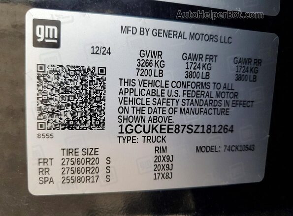 1GCUKEE87SZ181264 2025 CHEVROLET SILVERADO Black ძრავის განყოფილების ხედი