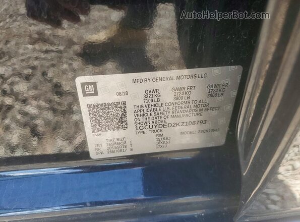 1GCUYDED2KZ108793 2019 CHEVROLET SILVERADO Black 