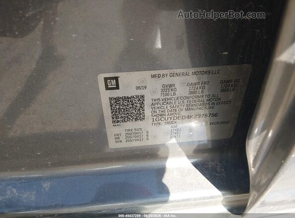 1GCUYDED4KZ375756 2019 CHEVROLET SILVERADO Black ძრავის განყოფილების ხედი