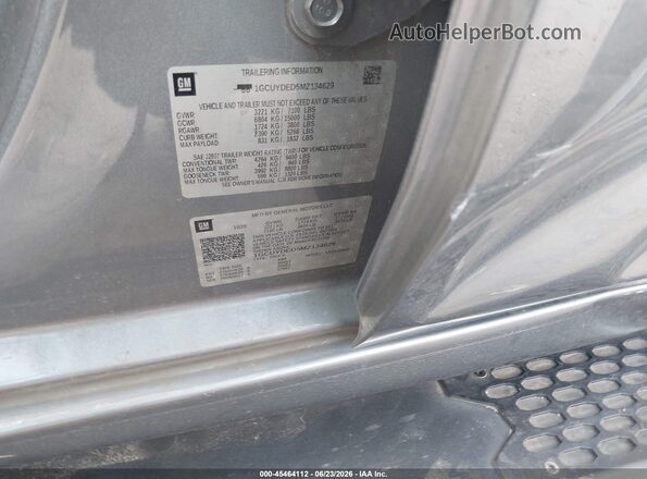 1GCUYDED5MZ134629 2021 CHEVROLET SILVERADO Gray ძრავის განყოფილების ხედი