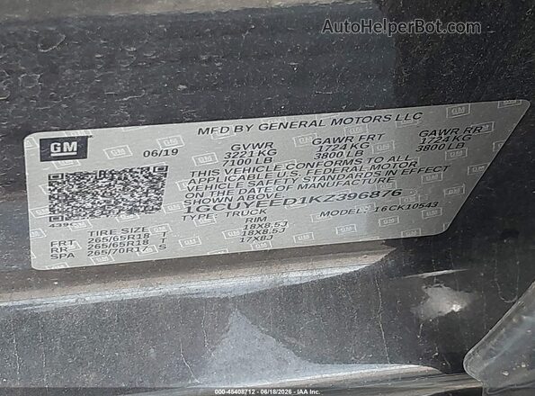 1GCUYEED1KZ396876 2019 CHEVROLET SILVERADO Black Widok komory silnika