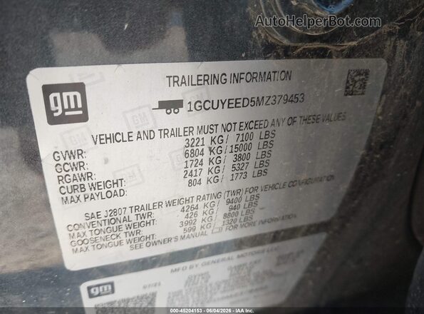 1GCUYEED5MZ379453 2021 CHEVROLET SILVERADO Gray Vista del compartimento del motor