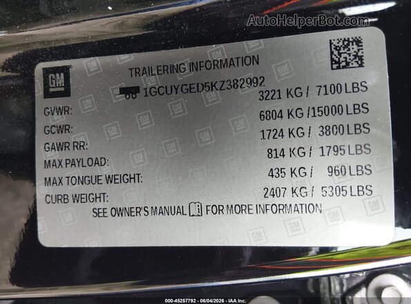 1GCUYGED5KZ382992 2019 CHEVROLET SILVERADO Черный Вид подкапотного пространства