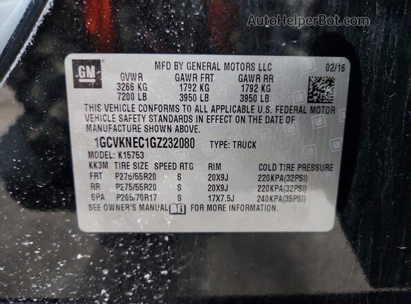 1GCVKNEC1GZ232080 2016 CHEVROLET SILVERADO Black Вид підкапотного простору