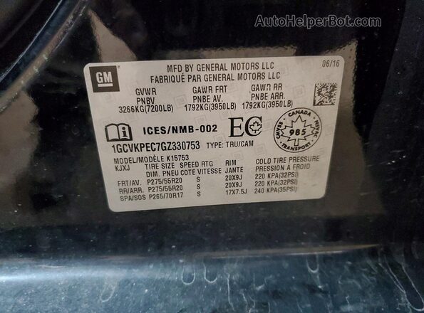1GCVKPEC7GZ330753 2016 CHEVROLET SILVERADO Black ძრავის განყოფილების ხედი