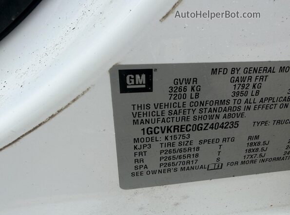 1GCVKREC0GZ404235 2016 CHEVROLET SILVERADO White Engine compartment view