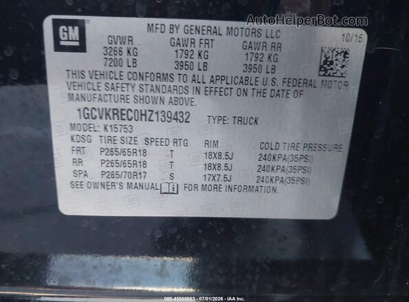 1GCVKREC0HZ139432 2017 CHEVROLET SILVERADO Black Շարժիչի բաժամունքի տեսք