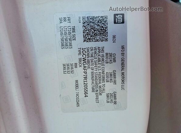1GCWGAFP7R1205564 2024 CHEVROLET EXPRESS White VIN sticker view