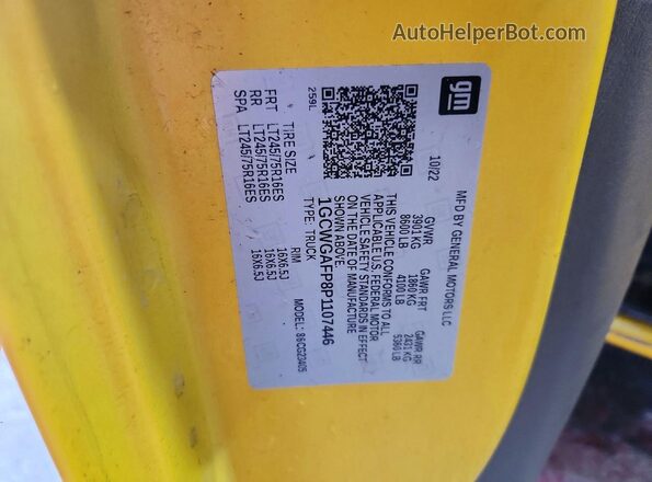 1GCWGAFP8P1107446 2023 CHEVROLET EXPRESS Yellow 