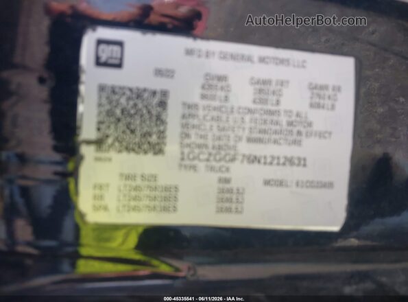 1GCZGGF76N1212631 2022 CHEVROLET EXPRESS Black Widok komory silnika