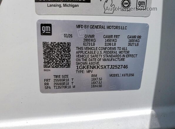 1GKENKKSXTJ252746 2026 GMC ACADIA Белый Вид подкапотного пространства