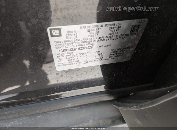 1GKKNKLA1HZ324029 2017 GMC ACADIA Gray Вид підкапотного простору